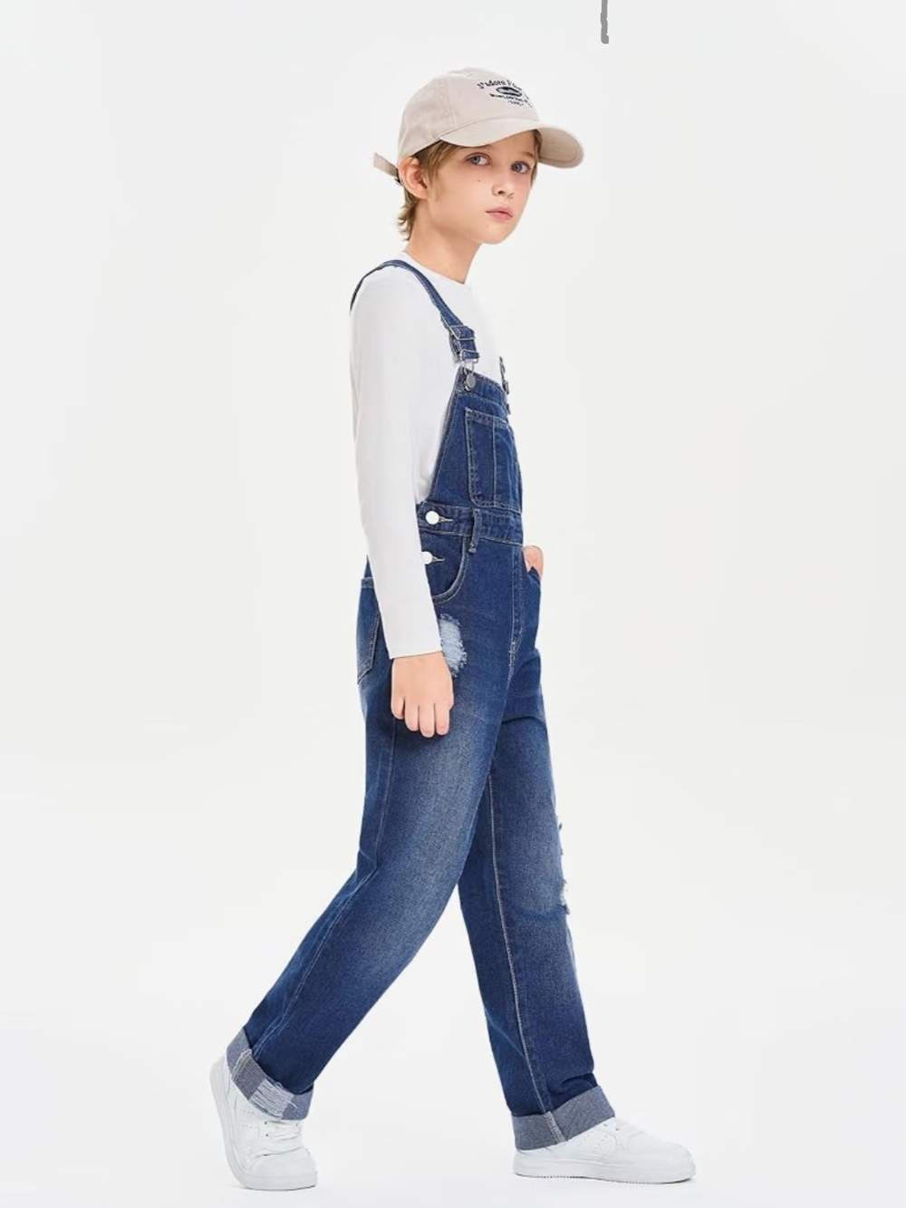 Distressed Denim Overalls Youth Boys, sz 9/10 - Picture 5 of 5